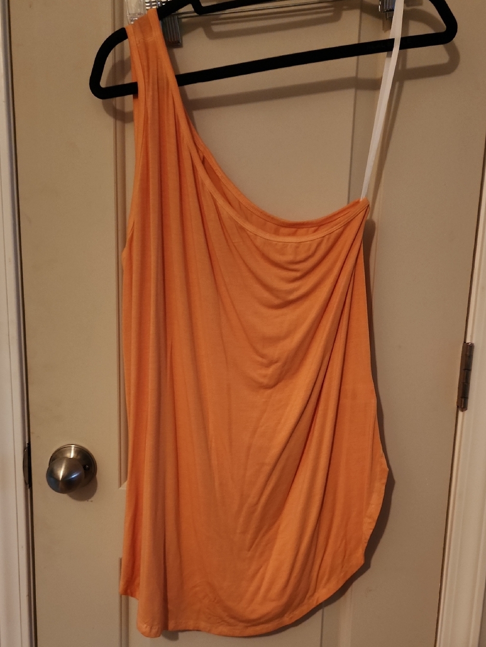 One-Shoulder Orange Women’s Draped Tank Top